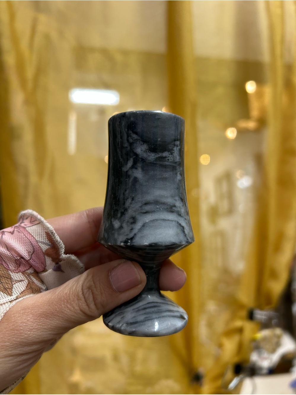 Handmade Black Marble Pattern Stone Goblet shot glass - Home Accents